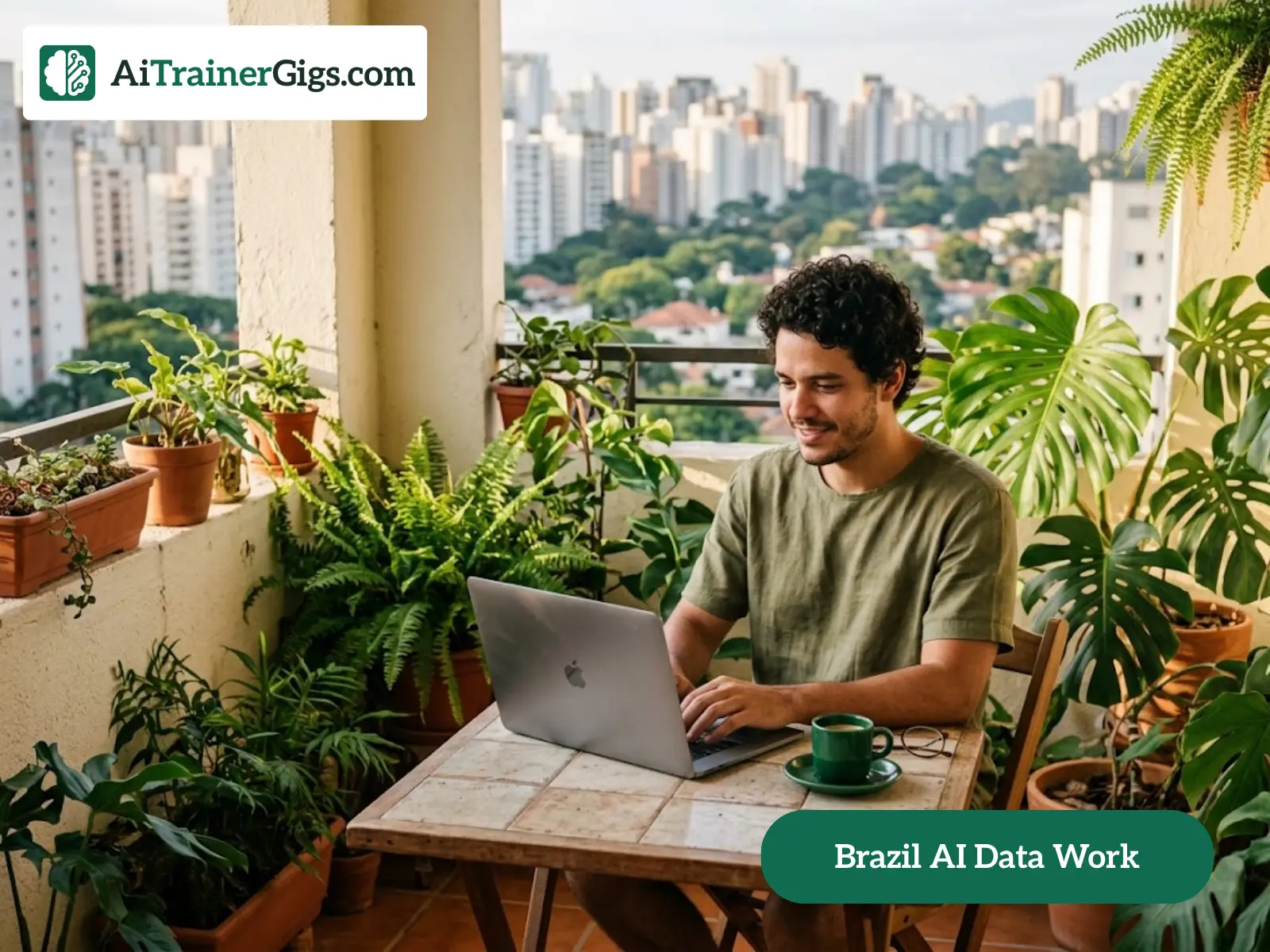 A Brazilian remote worker labelling and reviewing AI training data from home