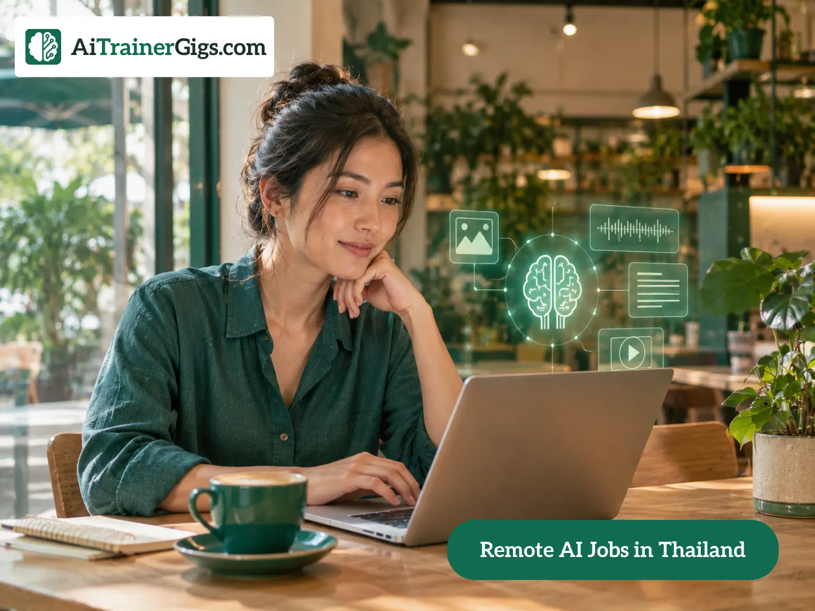A remote worker in Thailand receiving a USD payout for AI training tasks