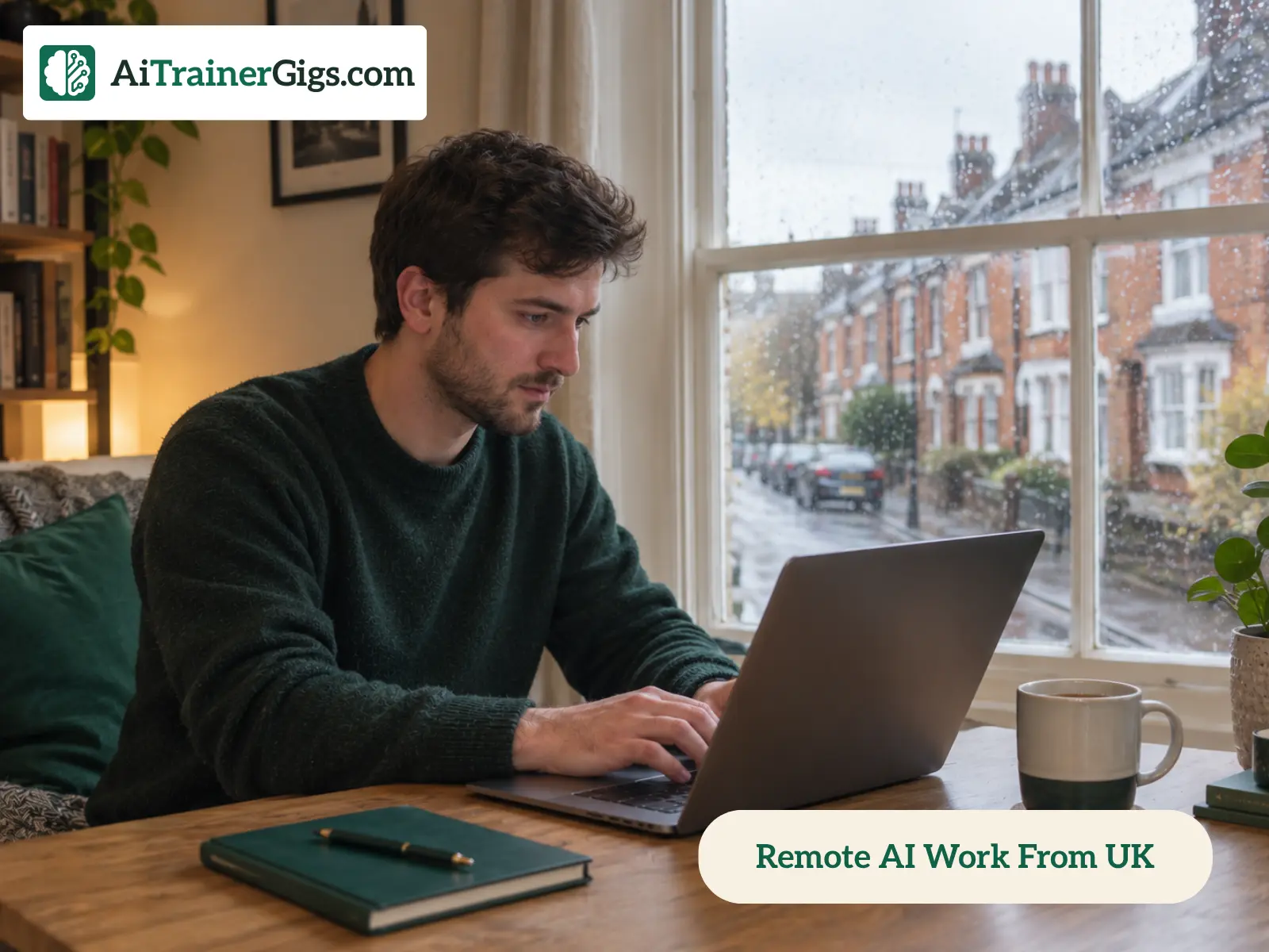 A UK-based worker reviewing AI model output from a home office